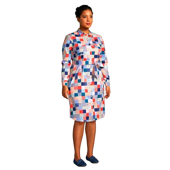 XL Lands' End Long-Sleeve Shirt Dress - Picture 2 of 10